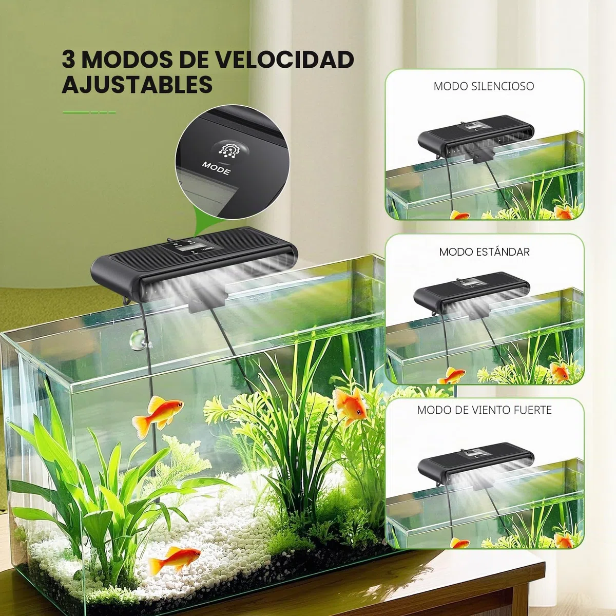 PAIZOO Ventilador enfriador de acuario, control automático de temperatura, ventilador enfriador de tanque de peces para acuario con sonda de temperatura, pantalla LCD, 3 modos de velocidad, enfriador