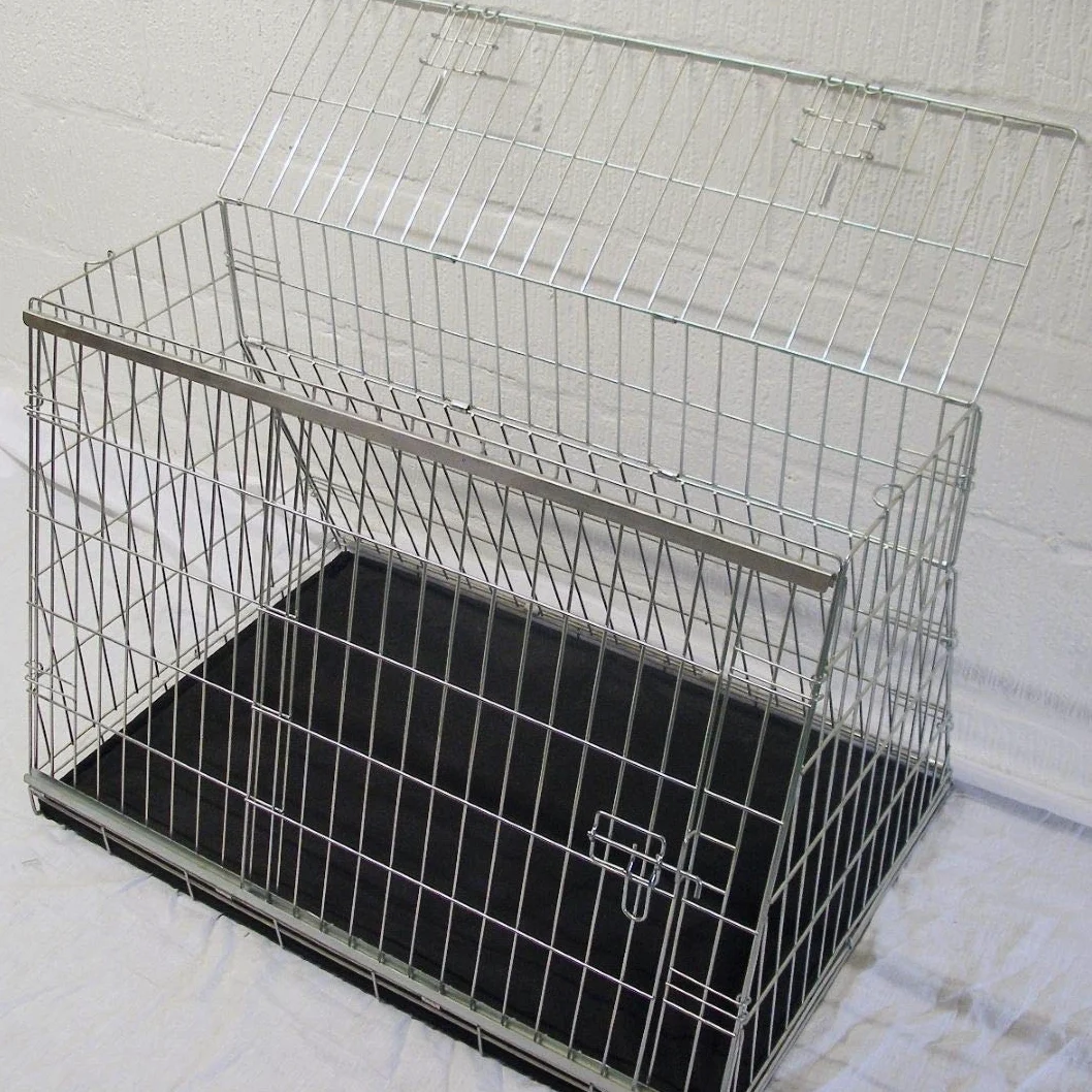 Pet World Jaula mediana para perros de coche inclinada de 34 pulgadas, compatible con Mercedes Clase C, diseño del Reino Unido, jaula de viaje de acero, escotilla de escape de emergencia, se pliega