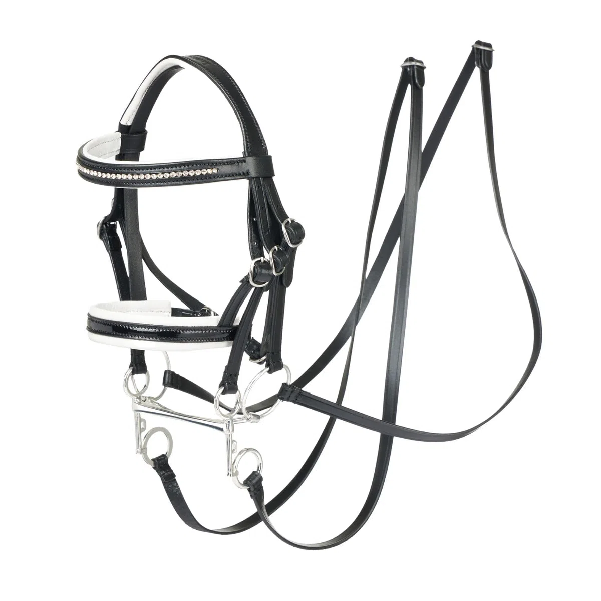 LeMieux Hobby Horse - Brida doble negra - Se adapta a caballos de pasatiempos - Cuero con hebillas funcionales - Dos juegos de riendas - Juguete educativo