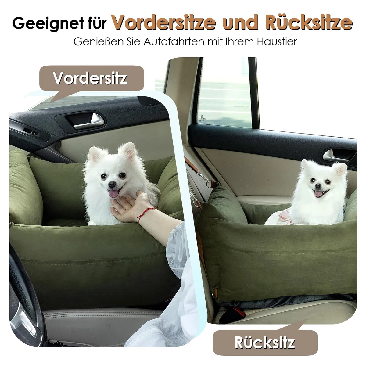 Asiento para perros para coches para perros pequeños de menos de 15 kg, cesta portátil para perros con área de descanso extensible, asiento de viaje para mascotas extraíble y lavable con