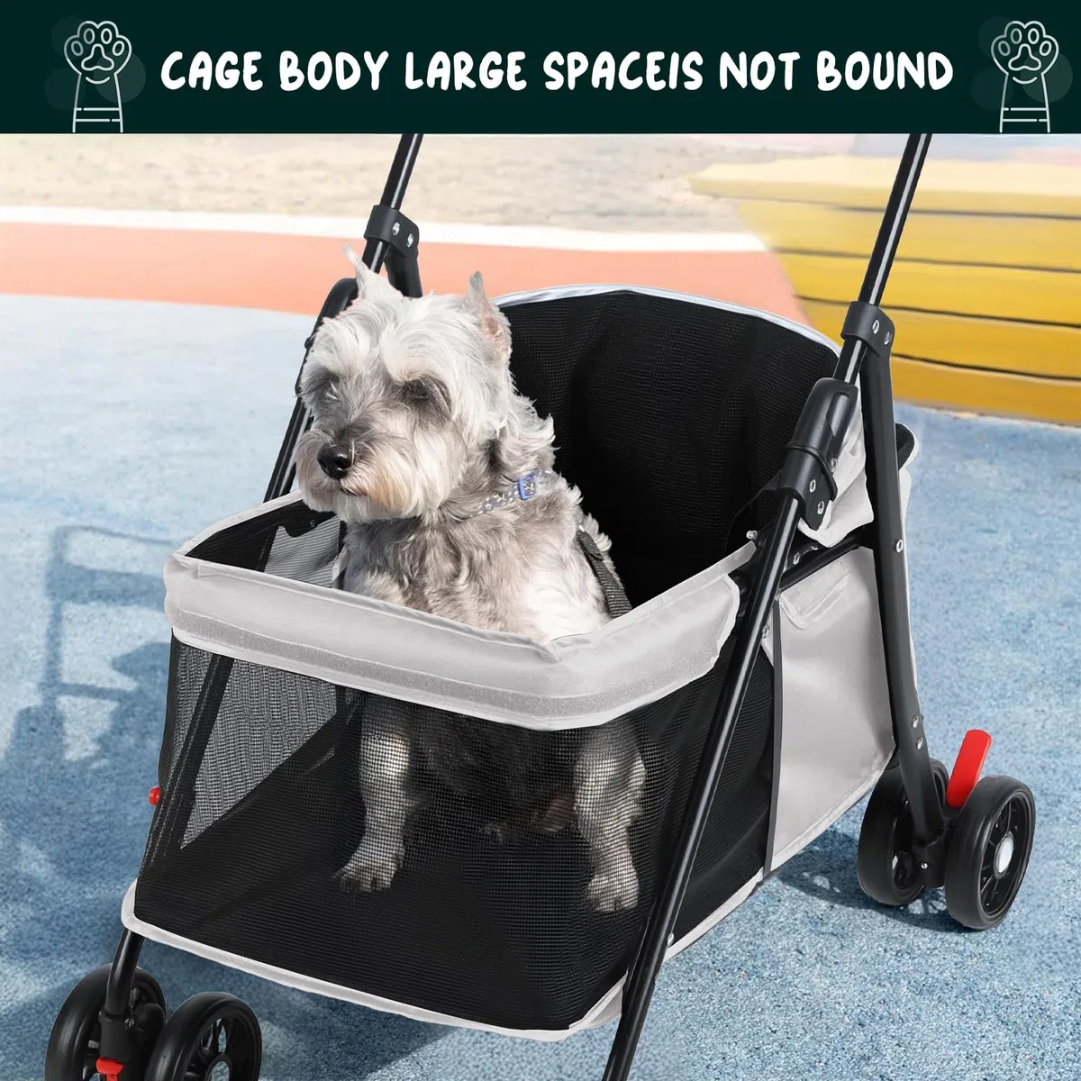Cochecito para perros y gatos con portavasos, cochecitos plegables para perros pequeños, cochecitos medianos, cochecitos pequeños para mascotas, malla transpirable y visible, hasta 22 libras, color