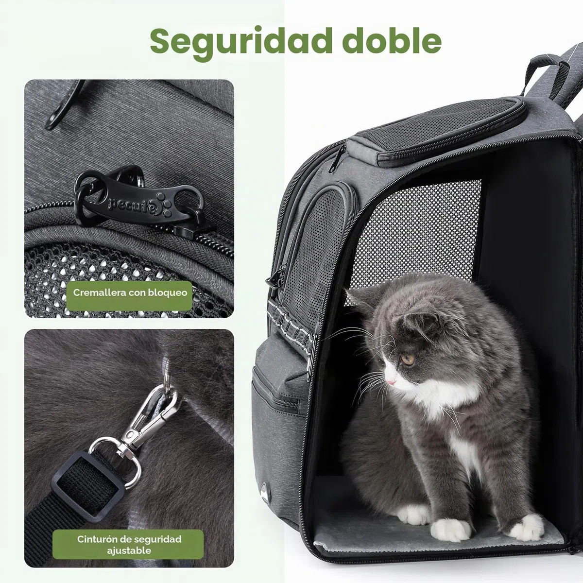 Pecute mochila gato reducción de carga antigravedad, mochila ergonómica para gatos,mochila de descompresión para gatos transporte, adecuada para viajar con mascotas, visitar al médico, hacer caminatas
