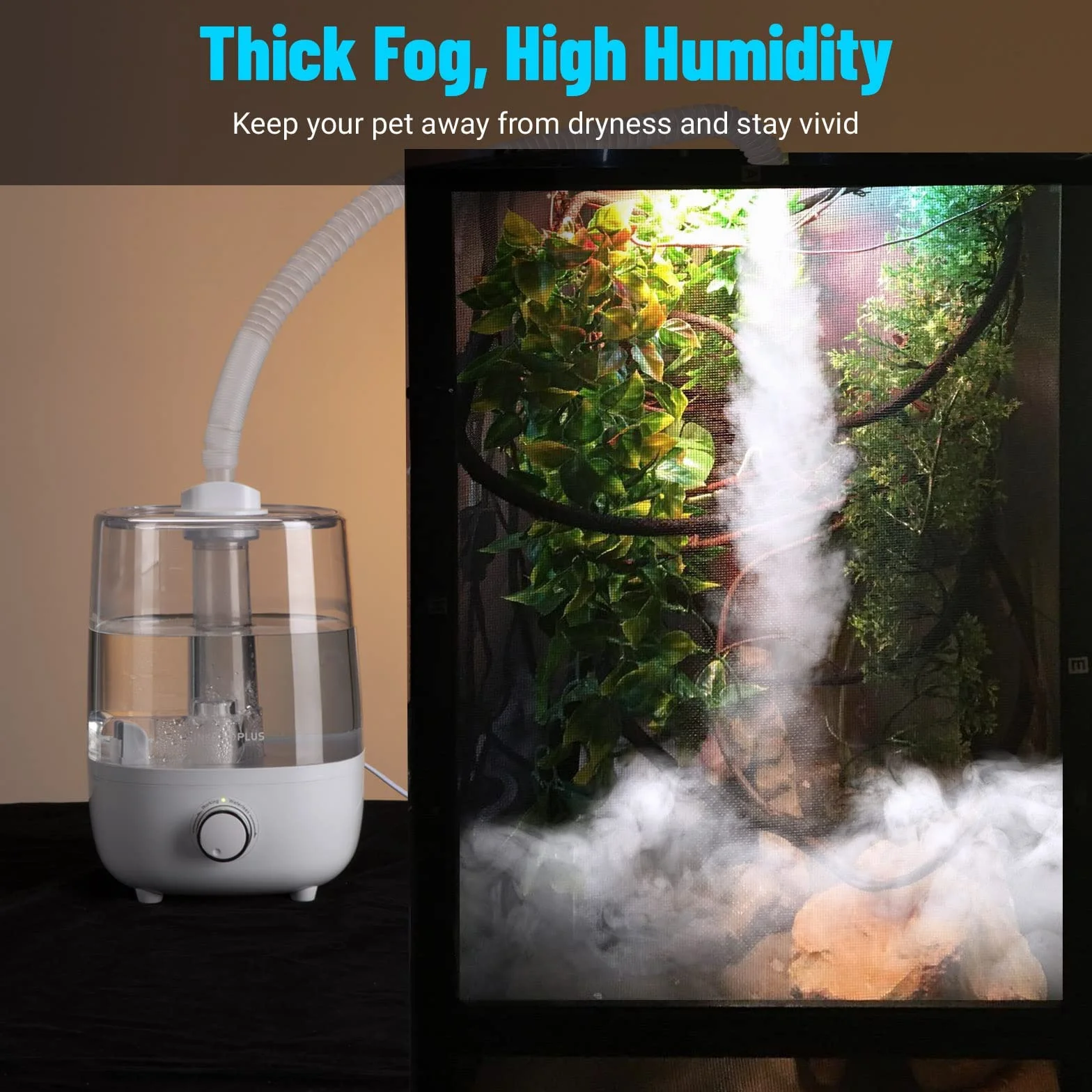 Inkbird Humidificador para Reptiles, Nebulizador para Aumentar la Humedad, Humidificador Silencioso para Anfibios de Reptiles, Plantas Húmedas con 4L Gran Capacidad