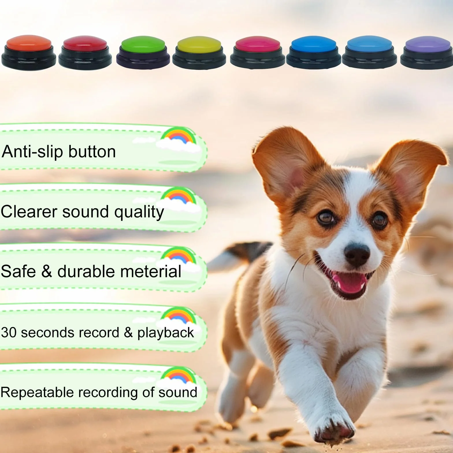 Gelabur Juego de 8 botones de comunicación para perros, botones grabables por voz para aula, juego de botones de conversación para entrenamiento de perros, herramientas de botones de conversación