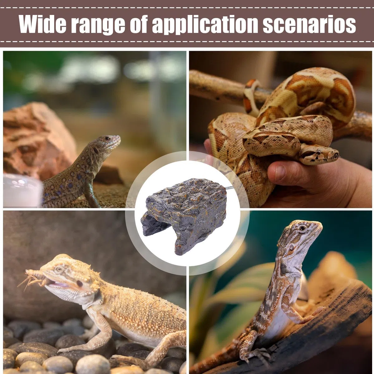 Roca calentada para Tanque de Serpientes, Roca Oculta de Reptiles, y Roca calentadora de Serpiente, Roca calentada Ajustable para terrario, Etapa de calefacción de Reptiles y Cueva,