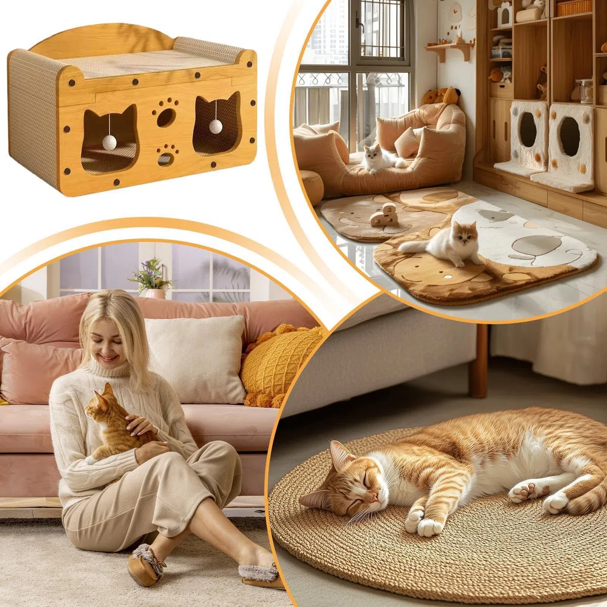 Genérico Casa de Cartón para Gatos - con Pelota Antideslizante y Diseño Versátil | Rascadores para Gatos - para Disfrutar en Familia en Interior, Exterior, Salón o Viajes