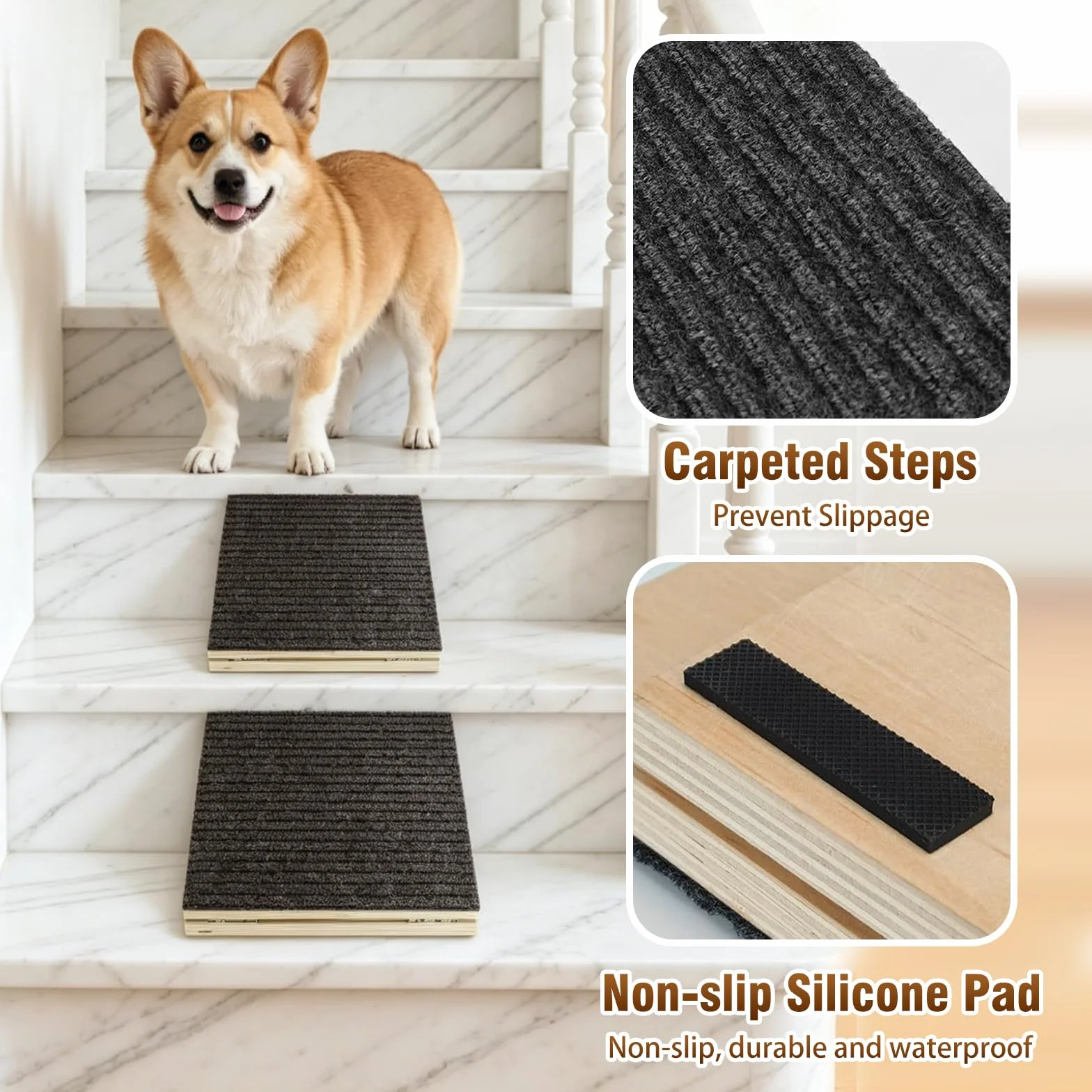 Rampas para Perros, Rampa Plegable Coche Perro, Antideslizante Y Segura, Sin Montaje, Escaleras para Mascotas para Patas Cortas, Ancianas O Heridas