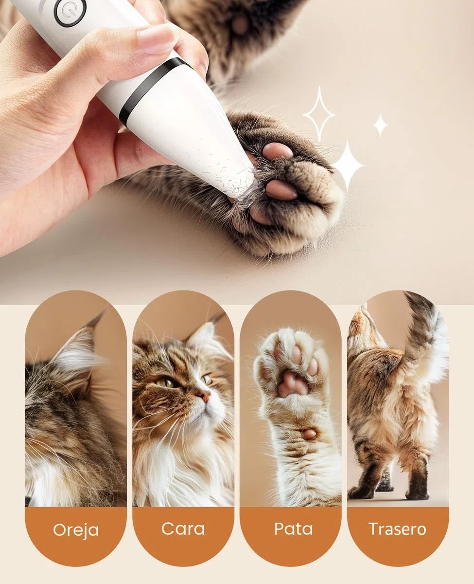 oneisall set de maquina de cortar pelo para gatos silenciosa, 3 en 1 profesional maquinilla para gatos de pelo largo para patas, nalgas, nudos, dingleberry