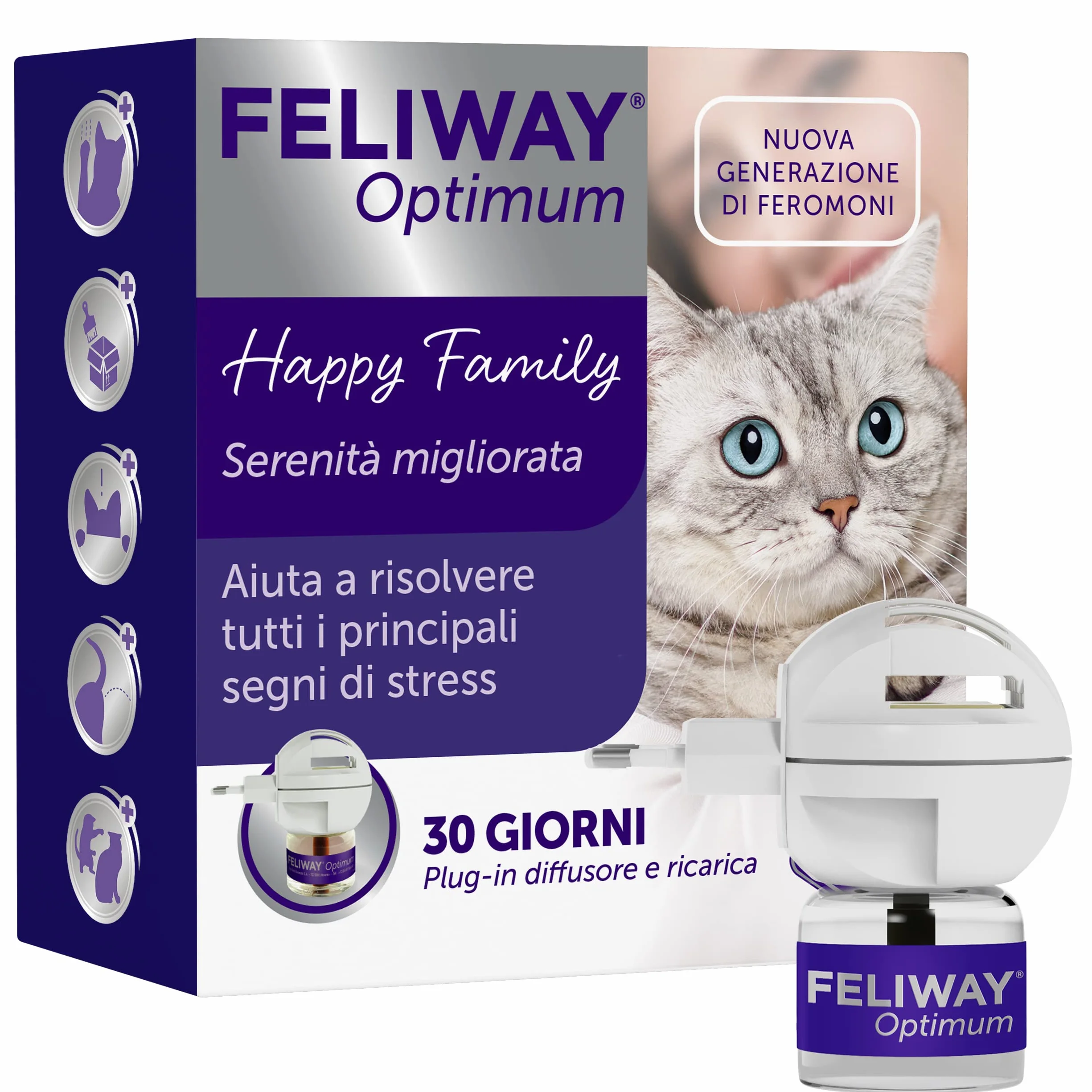 FELIWAY Optimum Starter Kit Difusor de Feromonas Calmantes para Gatos 30 Días 48ml - Ayuda a Resolver Todos los Signos comunes de estrés en Gatos y Gatitos Recomendado por Veterinarios