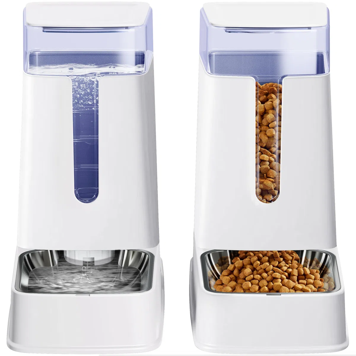 Juego de dispensador de Comida para Gatos y dispensador de Agua para Gatos con Cuencos de Acero Inoxidable, comedero por Gravedad para Perros pequeños, medianos y Grandes, Mascotas