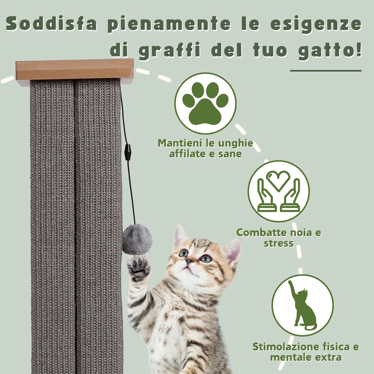 Rascador para Gatos ultrarresistente, Gran Columna Romana Vertical con gisal Duradero y Resistente al Desgaste para Disfrutar rascando sin límites (Gris)