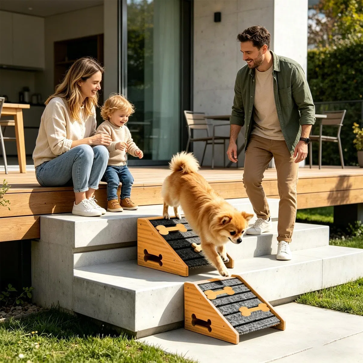 Rampa para Mascotas de tamaño pequeño | Escalera de Madera con Superficie Antideslizante,Rampa para Mascotas con Almohadilla De Fieltro,para Cama sofá Dormitorio Interior Exterior