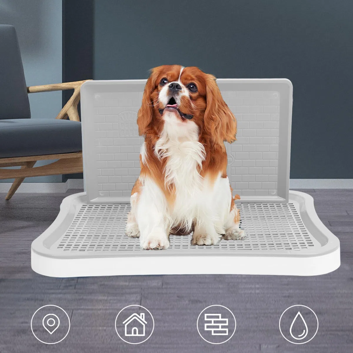 Inodoro de Entrenamiento para IR Al Baño, 51x38x3.5 Cm, Soporte para Almohadilla para Orinar para Cachorros, Bandeja de Entrenamiento para IR Al Baño para Perros en Interiores y