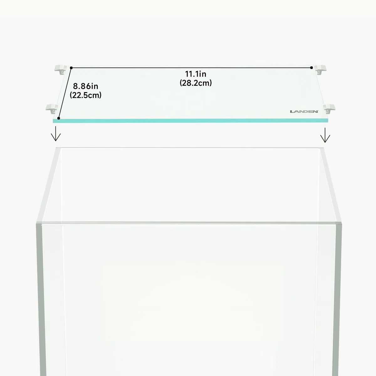 Landen Tapa de Acuario de Cristal Transparente de 4 mm de Grosor, Incluye 4 Clips para una colocación Segura, 282 x 225 mm, Adaptada a CB303030, ARF30