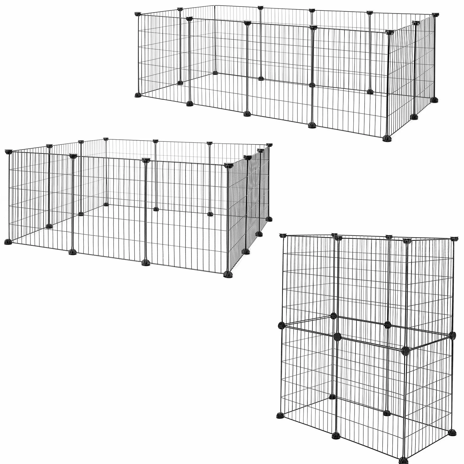 lionto Recinto Descubierto Metal Corral Animales pequeños Jaula roedores Ampliable 144x74x46 cm