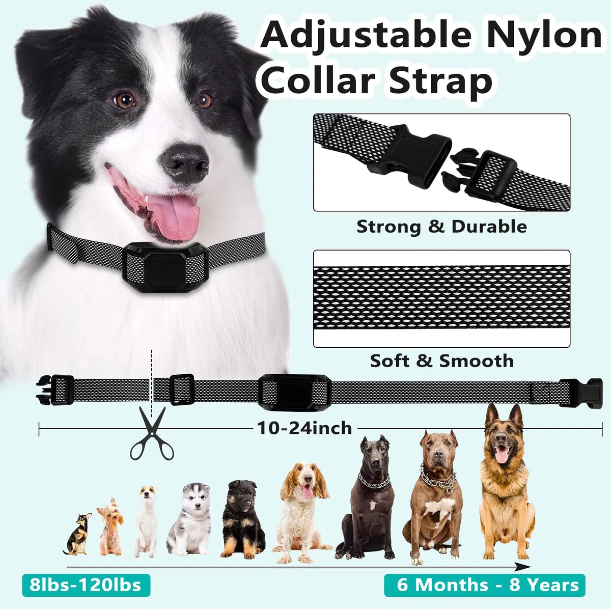 SUPERNIGHT - Collar antiladridos en aerosol con citronela, dispositivo de entrenamiento sin golpes, seguro y recargable con 2 correas ajustables