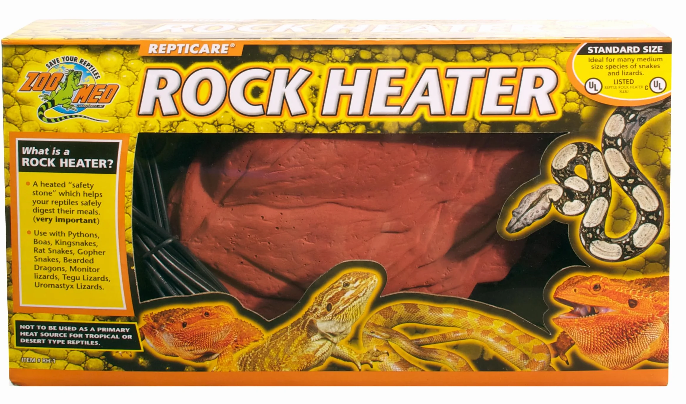 ZOO MED RH-1E Repticare - Calentador de roca, piedra calefactora M, 10 W, lugar de calor para reptiles