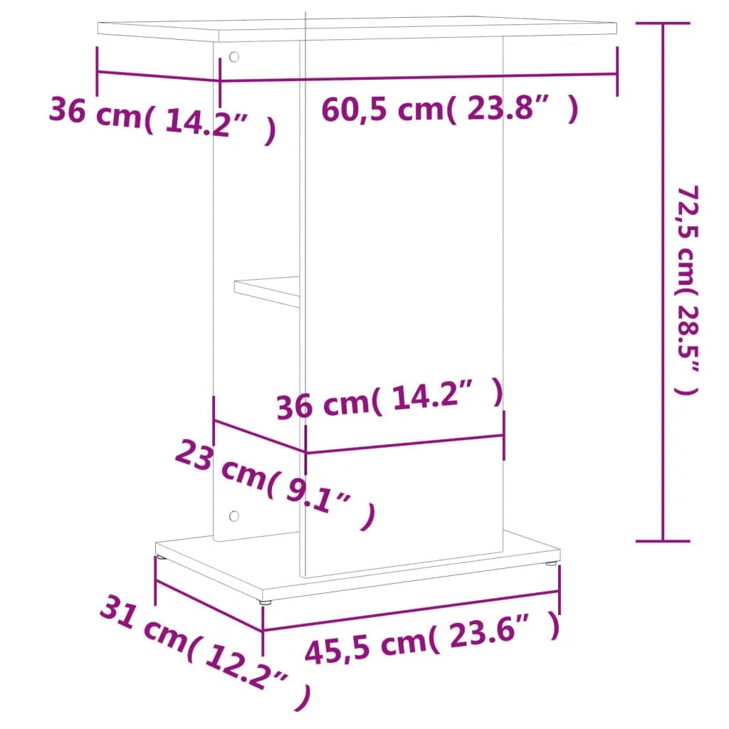 vidaXL Soporte Acuario Madera ingeniería Roble Sonoma 60,5x36x72,5 cm
