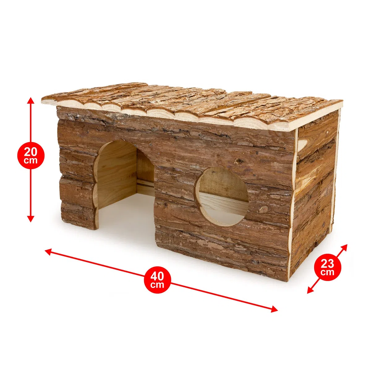 Arquivet Casa para roedores de Madera Grande - Casa de Juego para Hamsters, Ratas, Ardillas - Casita de Madera para roedores pequeños - 40 x 23 x 20 cm