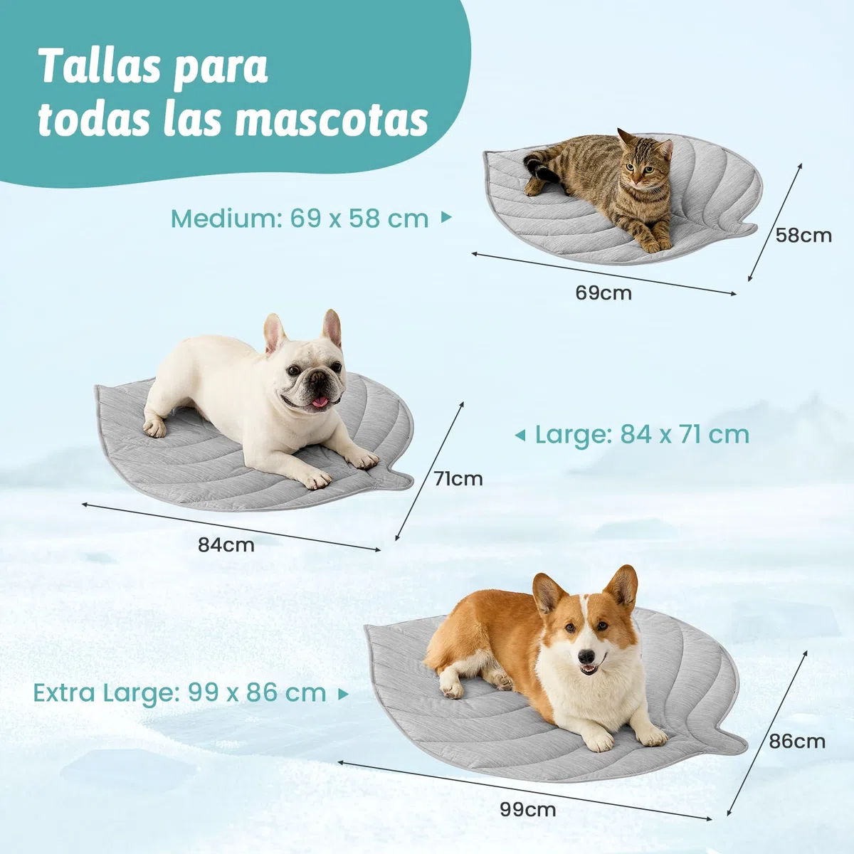 COZY KISS Alfombra Refrescante para Perros y Gatos Grandes 86x99cm – Q-MAX>0.4, Manta Refrescante de Verano, Cama para Perro en Verano, Suave y Lavable, Ideal para sofá, Cama o Coche, Gris
