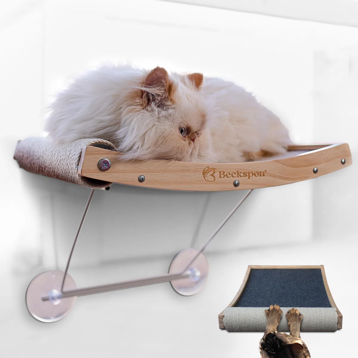 Hamaca para Gatos Con Rascador Integrado | Plegable | Cama Colgante para Ventana | Soporta Hasta 20kg | Color Grey