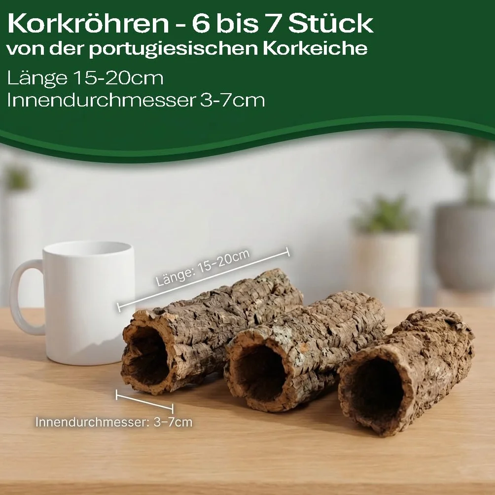 Sphagnum-Shop - Tubos de corcho (15-20 cm, 6-7 unidades, corteza de corcho natural)