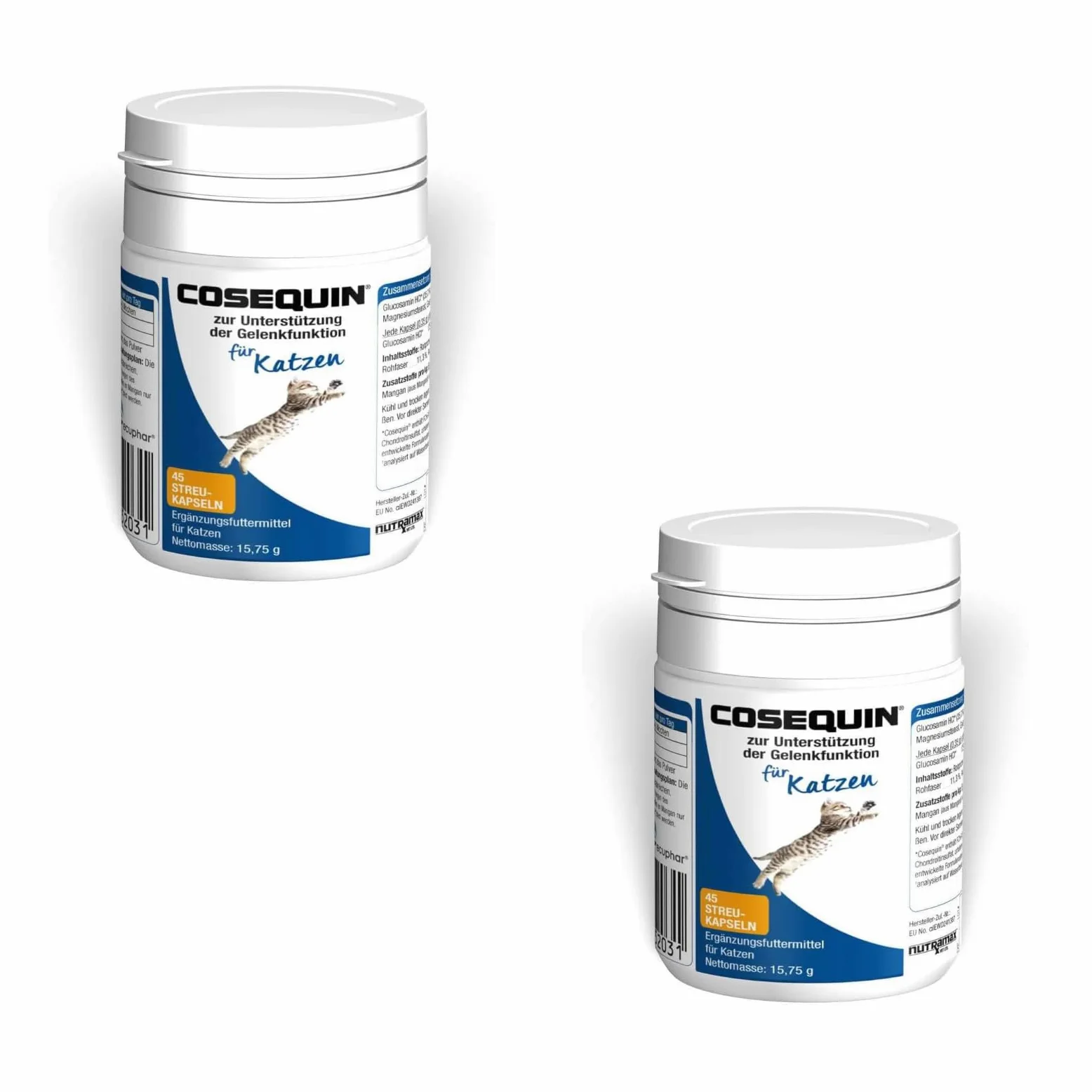Ecuphar Cosequin Gato | Paquete Doble | 2 x 45 cápsulas | Suplemento alimenticio para Gatos | para el Apoyo de Las articulaciones, cartílagos y tendones | Contiene glucosamina y condroitina