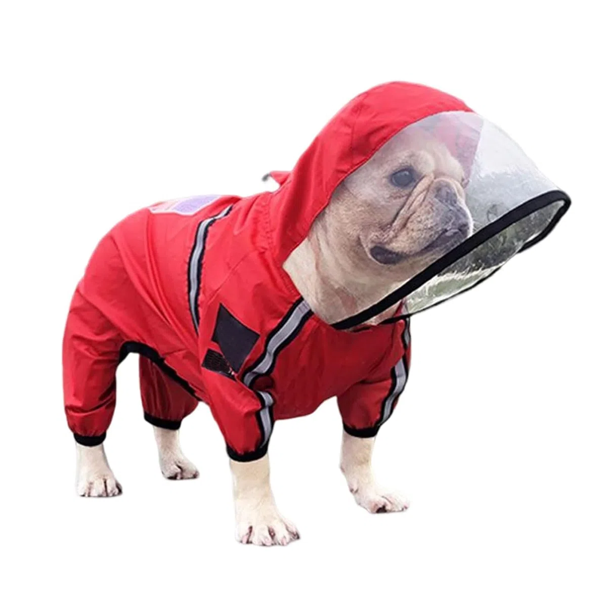 PETCUTE Chubasquero para Perros con Capucha,Impermeable para Perros con Collar Agujero y Tiras Reflectoras Seguras,Chaqueta para Cachorro Resistente al Agua para Perro Pequeño Medianos