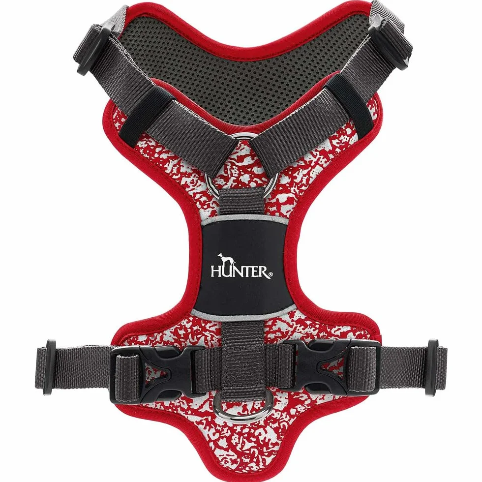 Arnés para Perro Hunter Divo Rojo Gris Reflectante Talla L (72-100 cm)