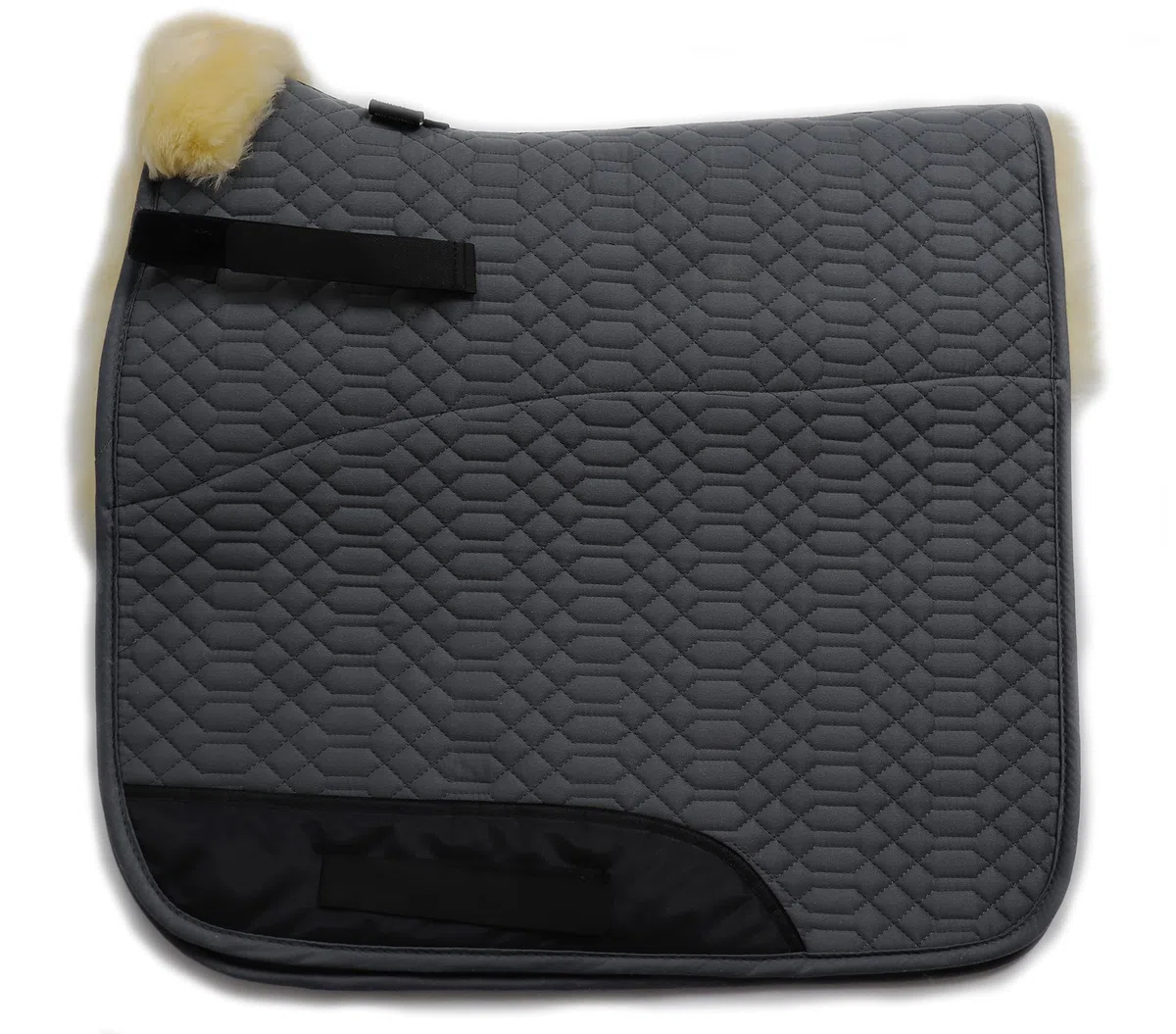 Engel Reitsport - Sudadero de silla de montar cuadrado de piel de oveja SCHABRA1, Gris/Natural, Dressage