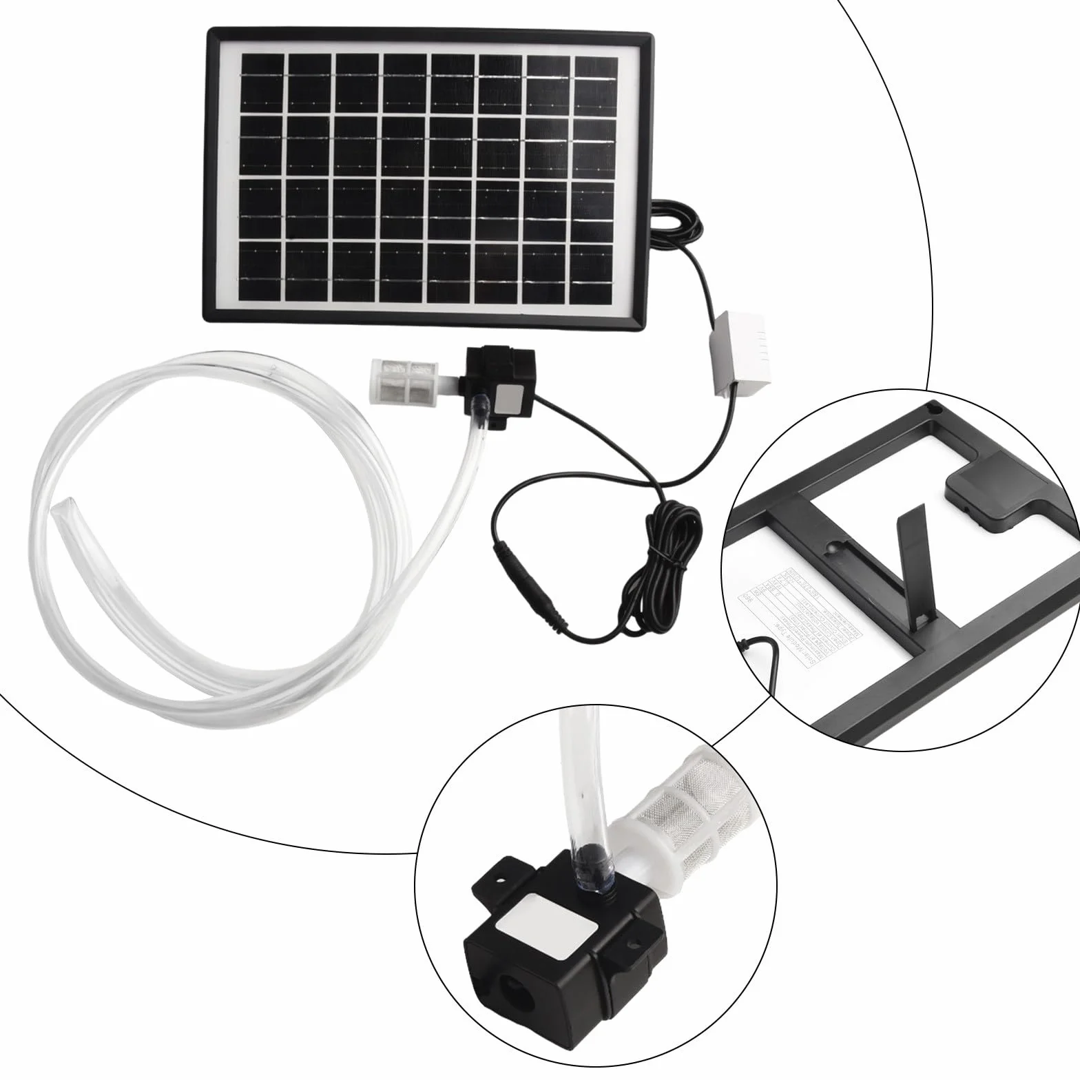 HpLive - Bomba de agua solar (6 W, 9 V, panel solar, 12 V, bomba sumergible, caudal 240 L/h, para acuario, estanque, fuente, con manguera de 2 m y filtro