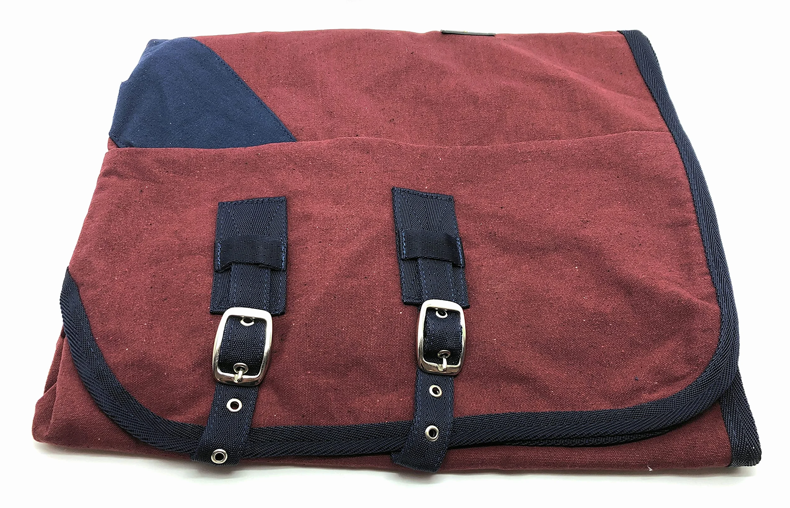 Horses Coperta Box Cotone Maddy 2-153 - BORDEAUX/BLU-128-128 cm