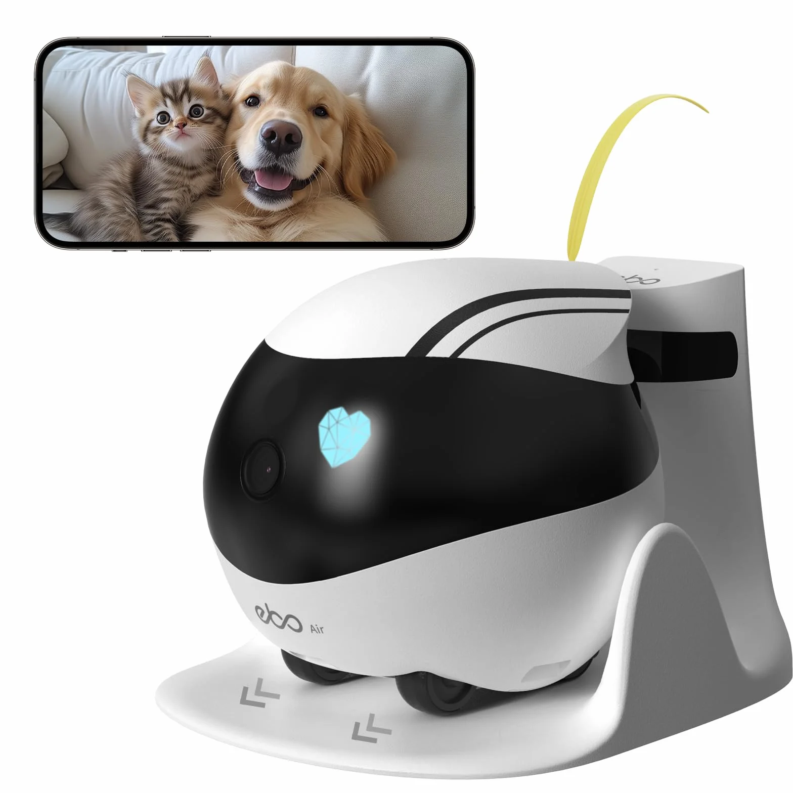 Enabot EBO Air Cámara Móvil de Seguridad para el Hogar,Cámara de Vigilancia FHD 1080P con Detección de AI,Mascota Electrónica,Audio Bidireccional,Visión Nocturna,Crucero Automático,Carga Automática