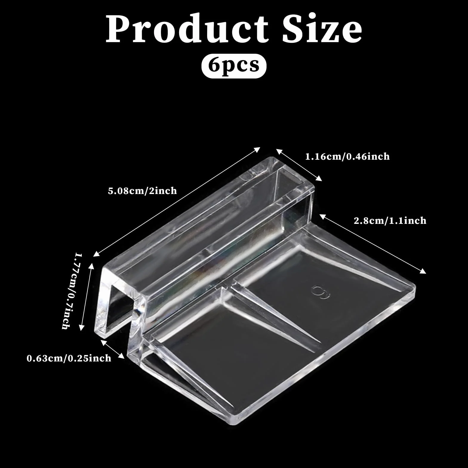 Sliverdew 6 clips para tapa de acuario, 6 mm, acrílico transparente, soporte para tapa de pecera, abrazaderas de soporte para cubierta de acuario sin borde, cubierta de plástico para pecera, campanas