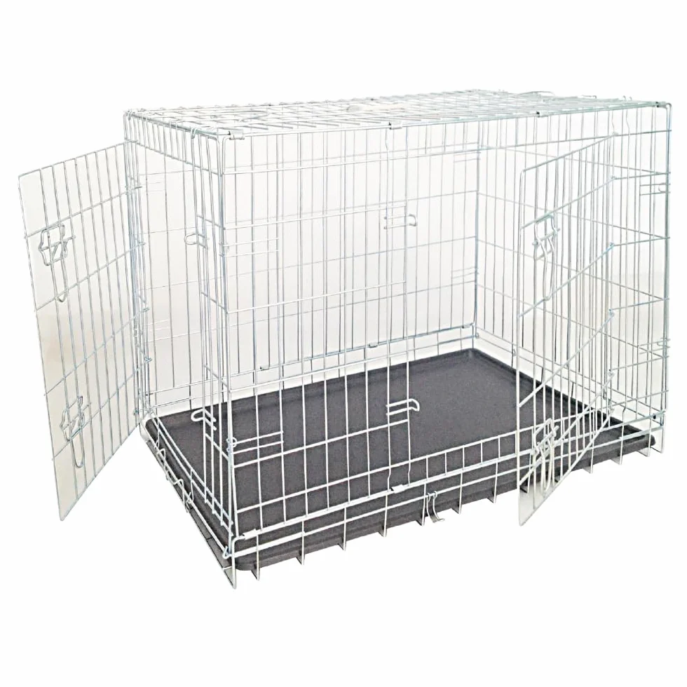 Croci Jaula para Perros de Interior y Exterior - Caseta para Perros medianos y pequeños, Metal galvanizado, Plegable, también Ideal para Coches, 93 x 62 x 69 cm