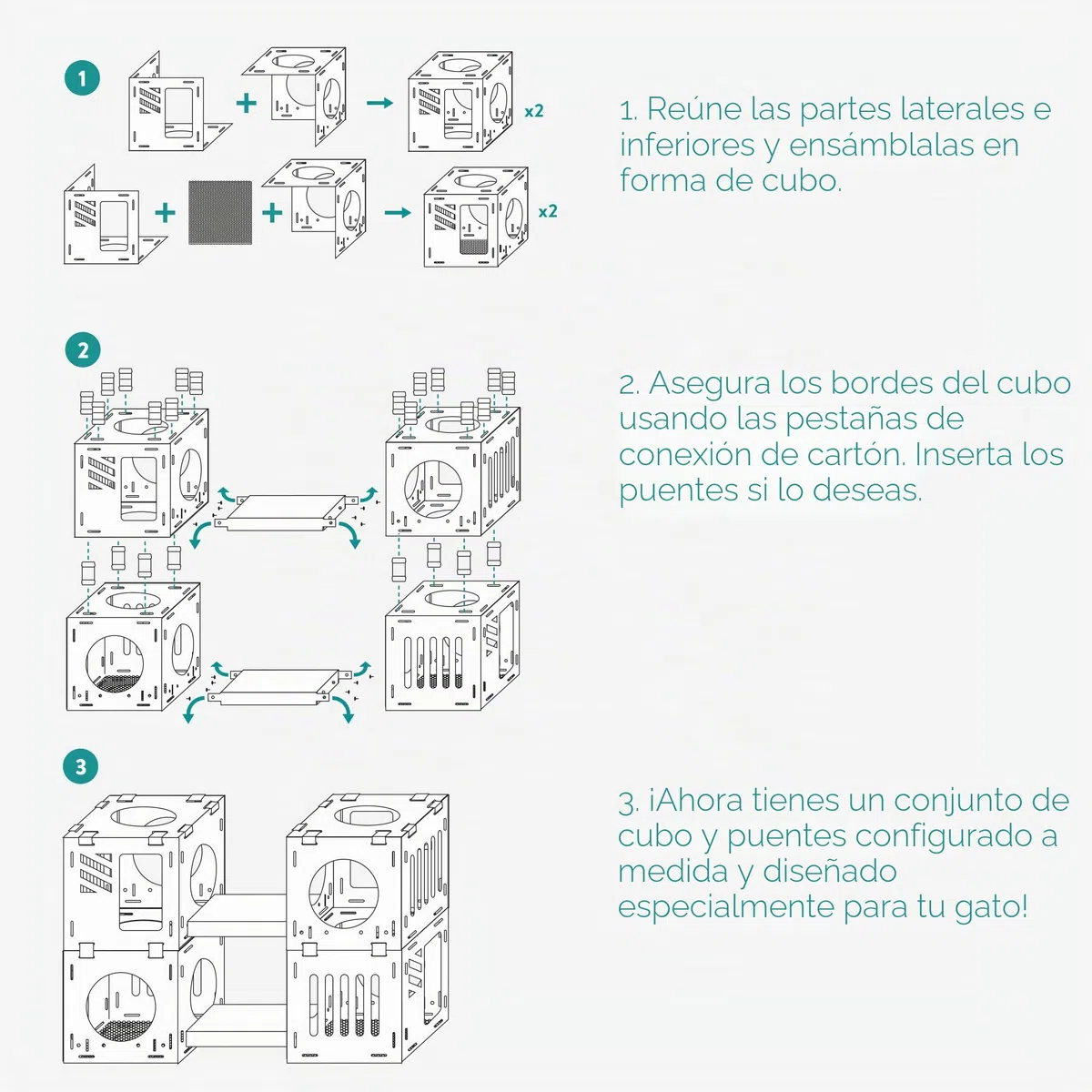 Navaris Casa de cartón para Gatos - Centro de Juegos DIY cartón Corrugado para Gato - 4X Caja de túnel 2X rascador 2X Puente 1x Set de Conectores