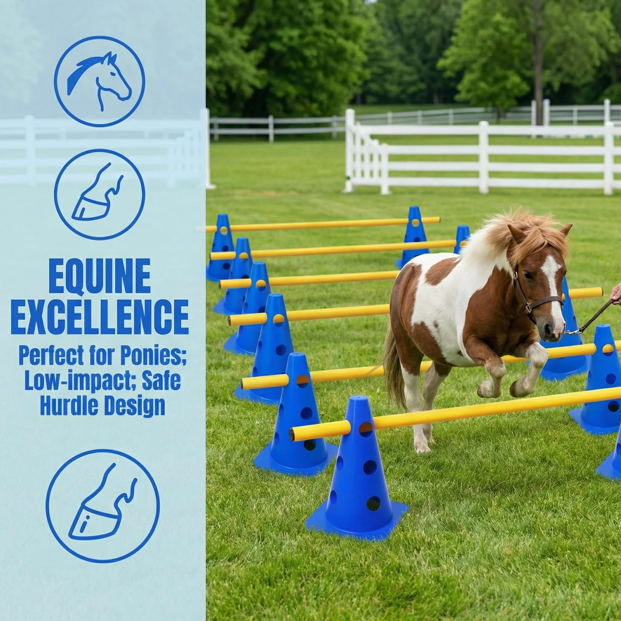 Accesorios de Entrenamiento de Agilidad para Perros y Caballos 5 Set Agility Set Perros Barreras Juego de Obstáculos Niños 23cm para Entrenamiento de Animales y fútbol (Azul 32cm 6Set)