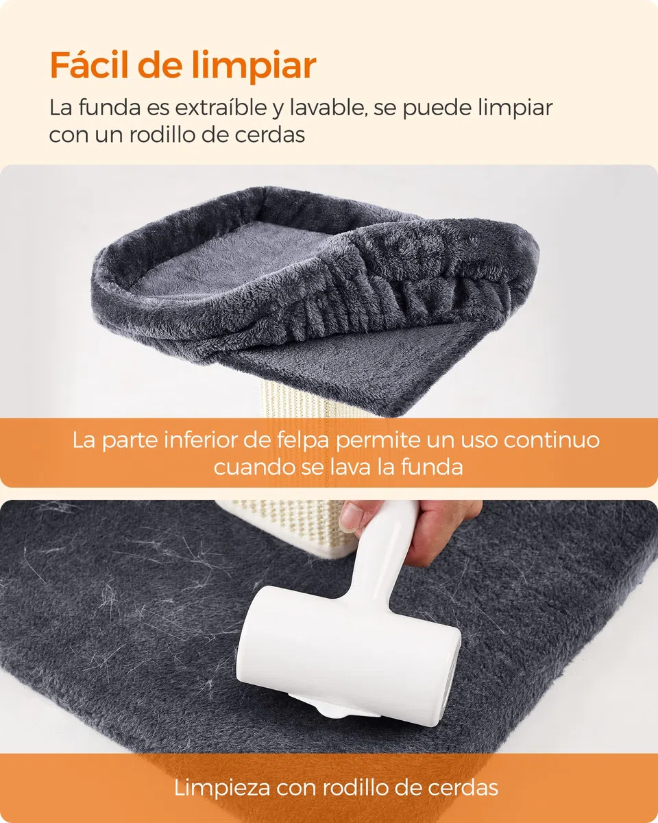 Feandrea Árbol para Gatos, Rascador de Felpa 40 x 30 cm, 71 cm de Altura, Columna con Sisal Tejido, Base de 45 x 40 cm, con Pompón, Gris Oscuro PCA022G01