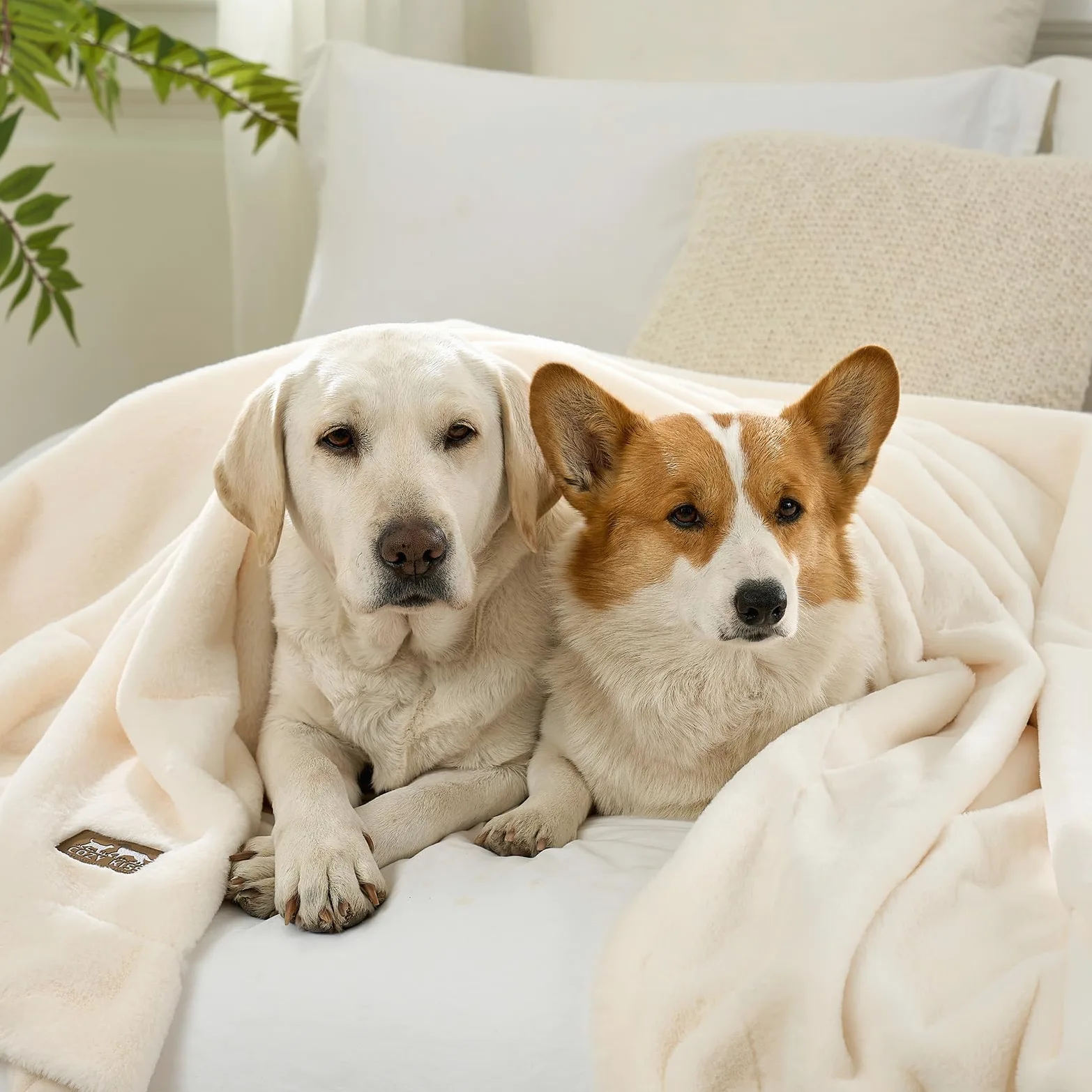 COZY KISS Manta Impermeable de Piel Sintética, Manta para sofá, Cama y Asiento Trasero del Coche, Cubierta Protectora para Mascotas para Perro Grande o Gato, Reversible, Ultra Suave, 127x150cm, Beige