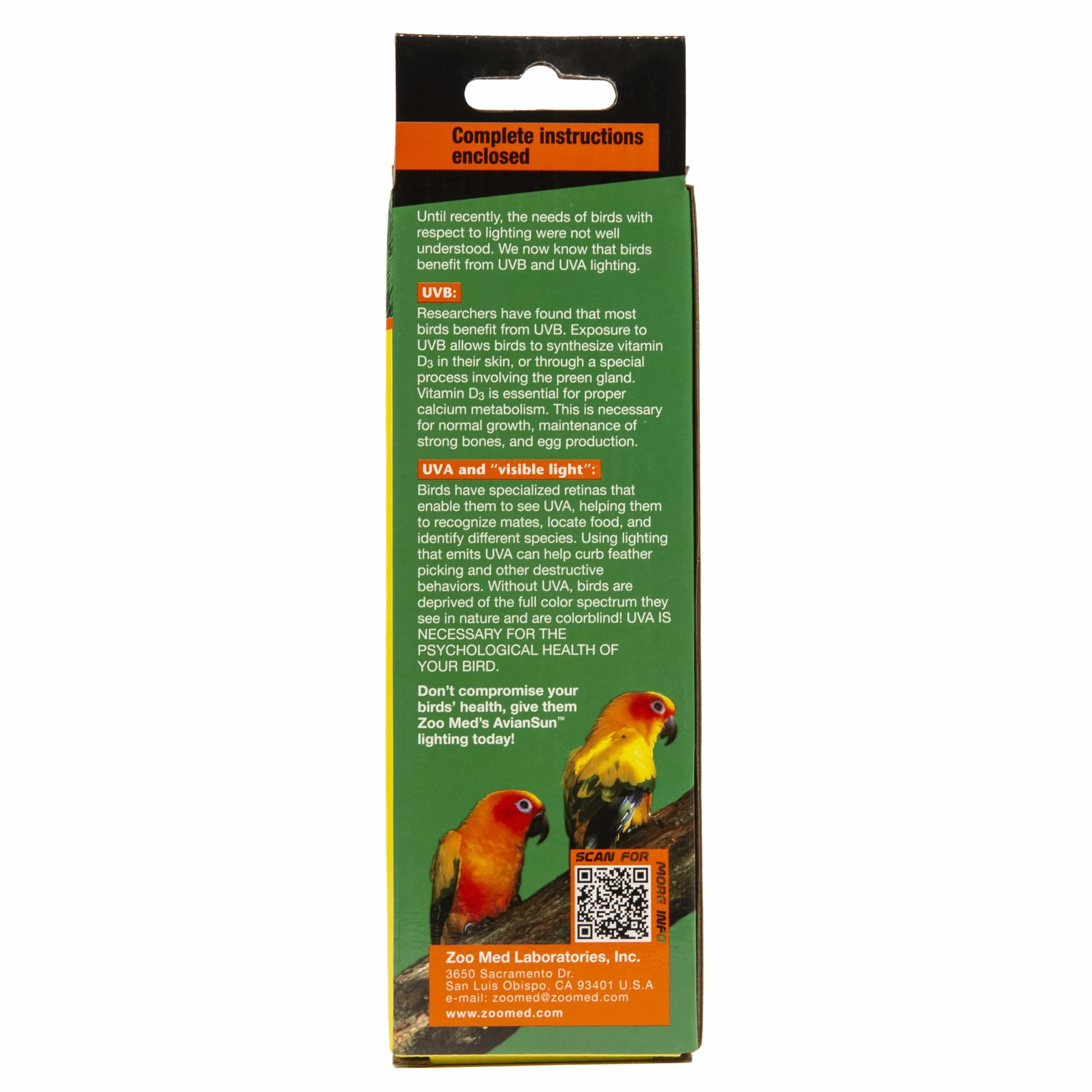 Zoo Med AS-C5E Aviansun 5.0 UVB Bird Aviary Lamp 26 W, Fluorescente Compacta en Cristal de Cuarzo