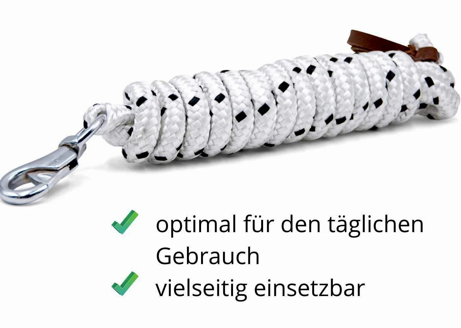 Amesbichler Suelo Trabajo Cuerda 3,2 m| Suelo Cuerda (führ Cuerda con Bull Snap | Caballos Formación Punto | Western Rope para Horse Manship y Suelo Trabajo Blanco/Negro o Blanco/Rojo