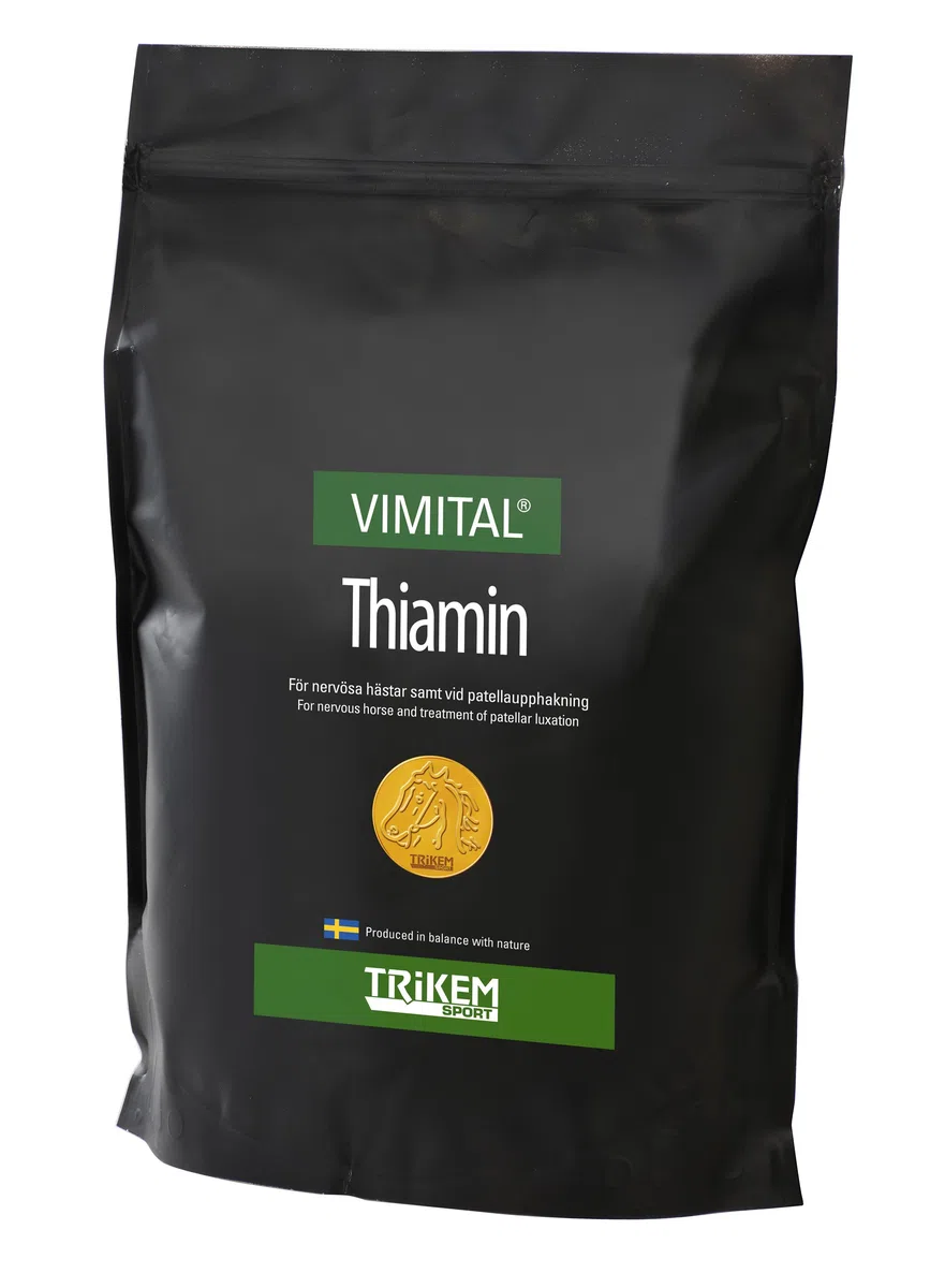 Suplemento de tiamina para caballos nerviosos y enganche de rótula, negro, 1 libra