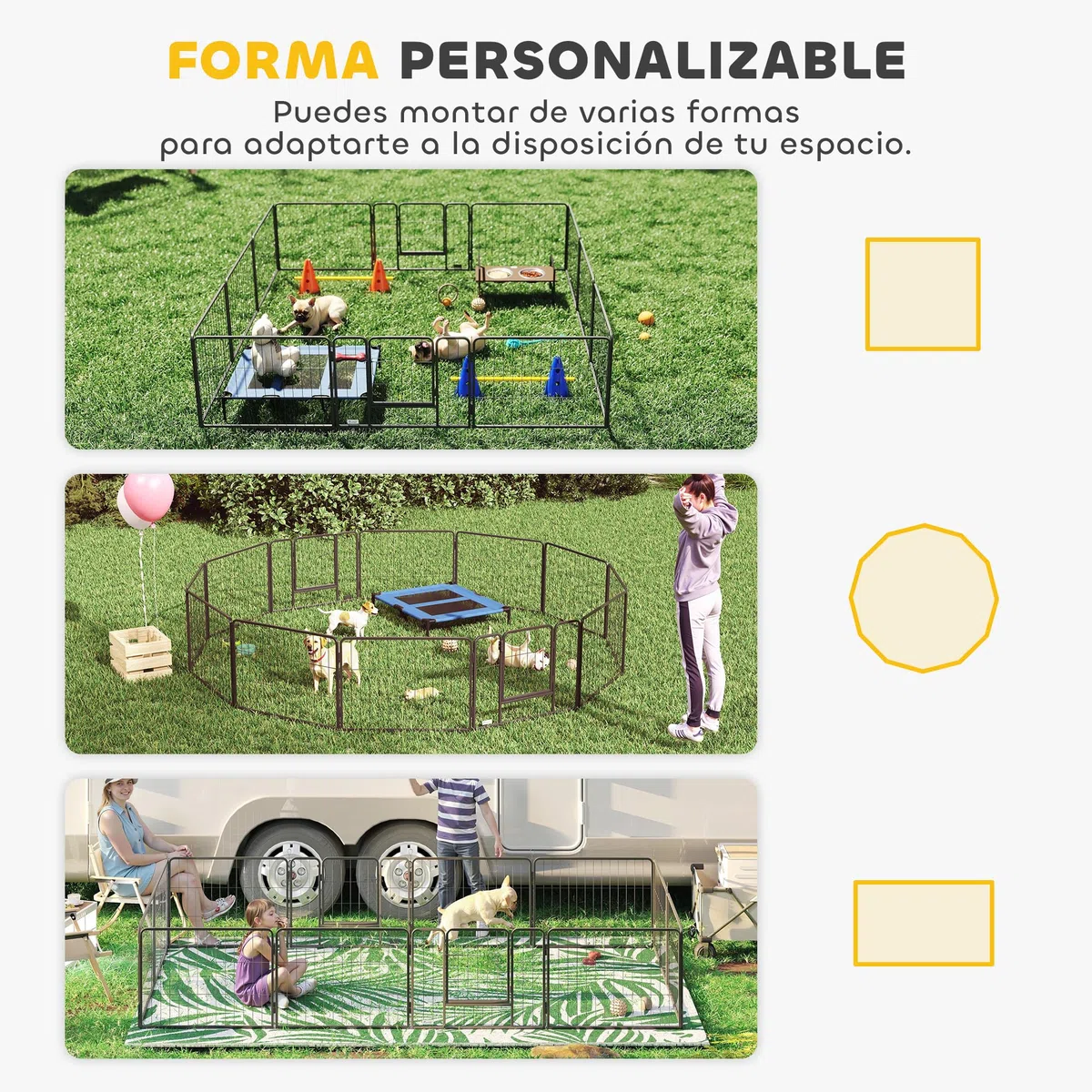 PawHut Parque para Perros Vallas para Mascotas de 12 Paneles 80x60 cm con 2 Puertas con Pestillo Corralito para Perros Pequeños de Acero para Interior y Exterior Gris
