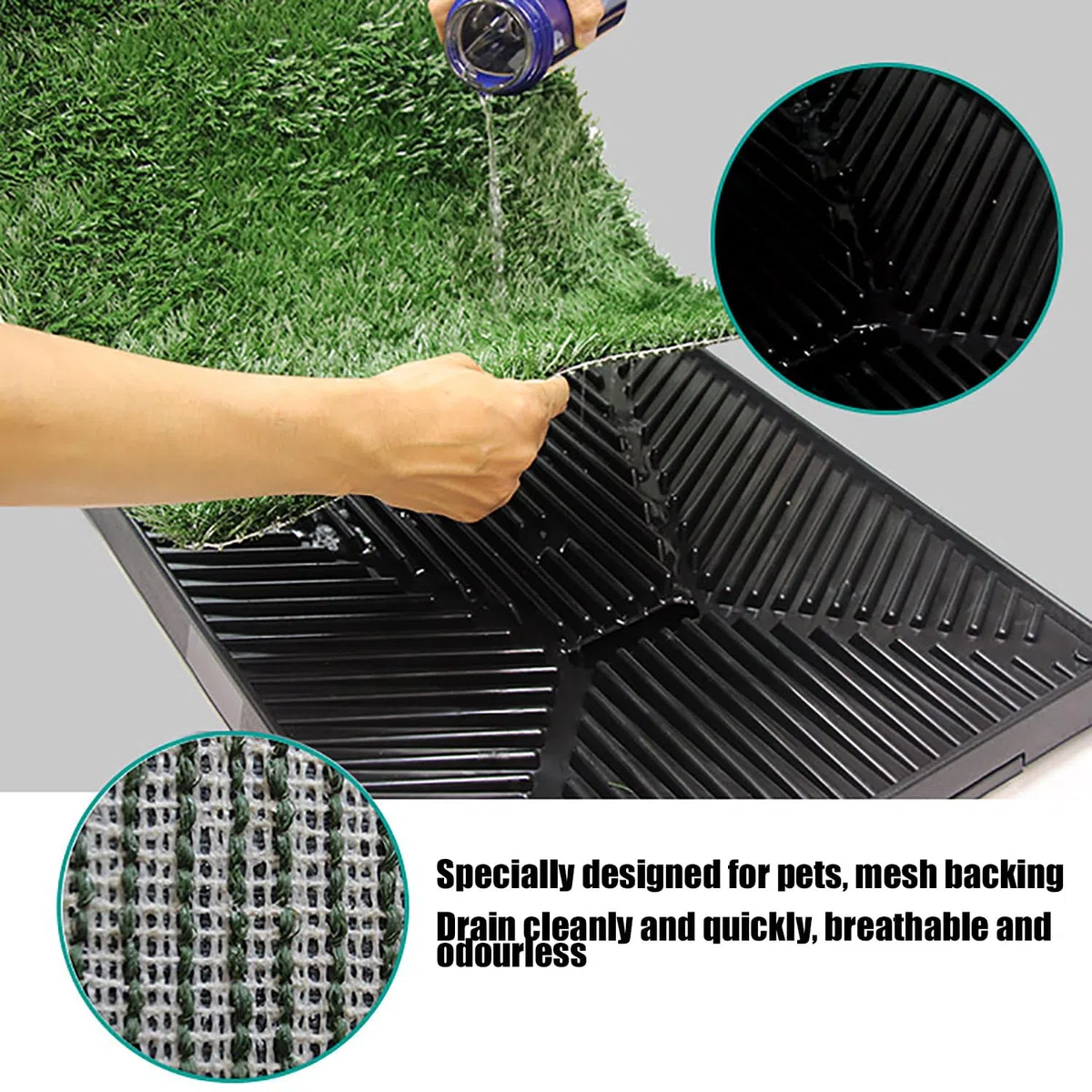 Inodoro para Perros,63 X 51CM Hierba Artificial Inodoro para Perros,con Bandeja y 2 Piezas de Césped Artificial,para Perros Pequeños Grandes Mayores