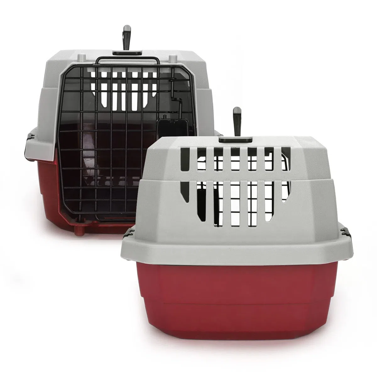 Nobleza - Transportin Gato Perro Grande, Transportin para Gatos Perro Portátil y Transpirable, Mascotas Perros Gatos Accesorios, Transportín de Plástico, 68x48x42 CM, Rojo & Gris