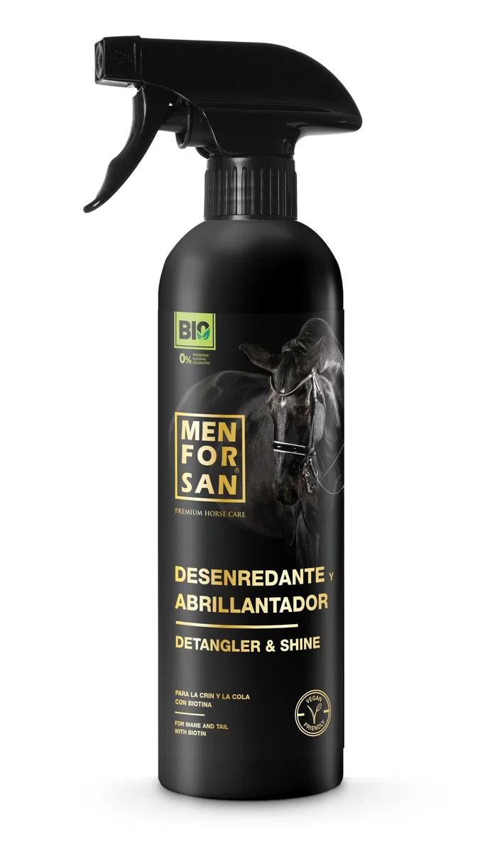MENFORSAN Desenredante abrillantador para Caballos, 500ml | Desenreda y aporta Brillo | Crin y Cola | Bio - Vegan Friendly - 100% Natural | Premium Horse Care