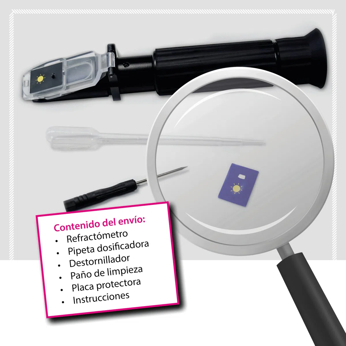 ARKA Refractómetro - Medidor preciso de la salinidad y la Densidad en acuarios de Agua Salada, Incl. Ecualizador de luz y Temperatura LED, indispensable para un Acuario Sano