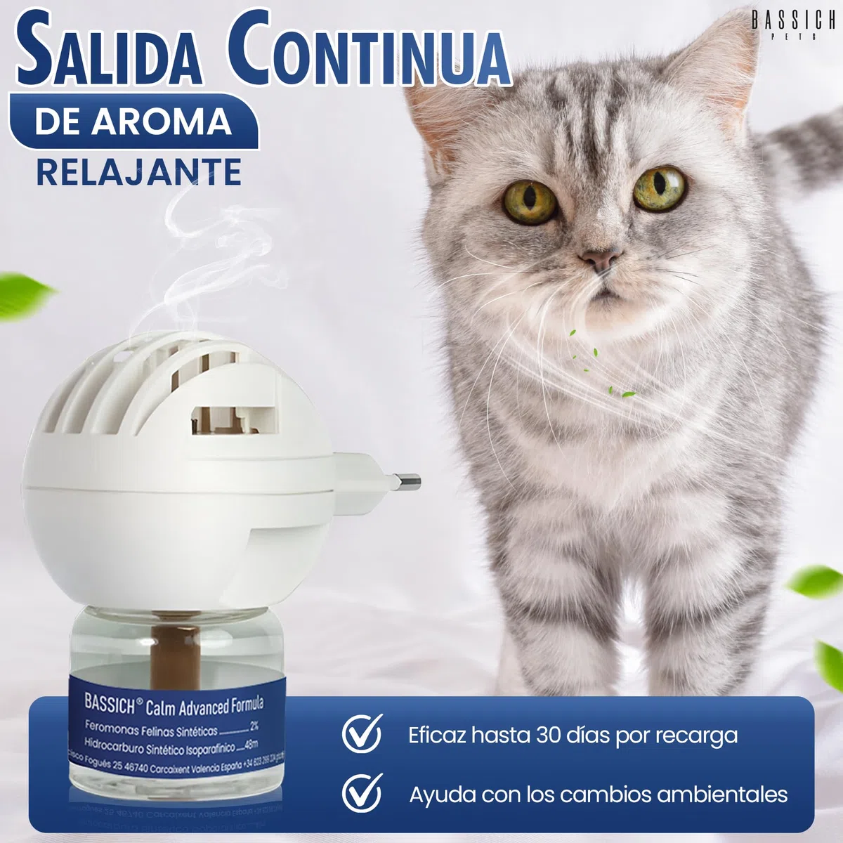 Calm Advanced Formula – 4 Recambios Feromonas Gato 48 ml – Calmante Antiestrés para Gatos – Reduce Marcaje con Orina, Arañazos, Miedos y Conflictos – 120 Días