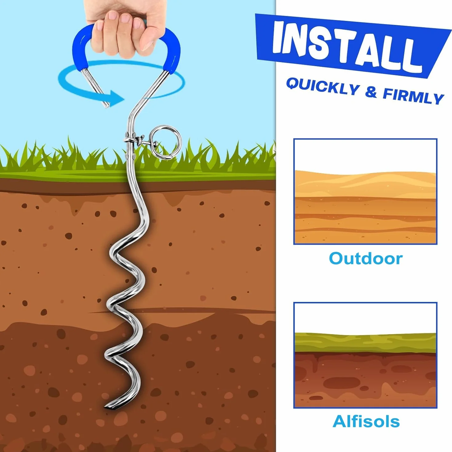 Supet - Set de Cables y estacas de fijación para Perros de Acero Inoxidable para Exteriores y Jardines