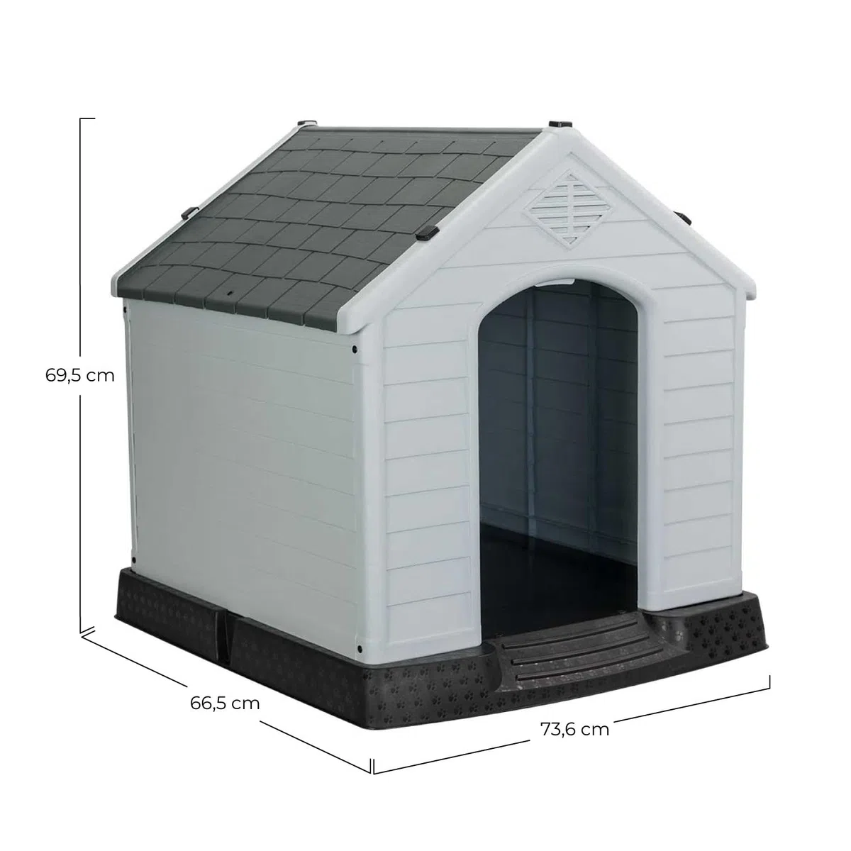 THINIA HOME Caseta para Perros Pequeños Dimensiones 66,5x73,6x71cm | Caseta de Plástico 100% Reciclable y Ecológico | Caseta Mascota Exterior e Interior